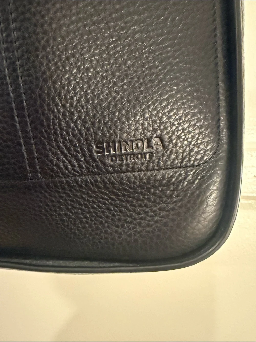 Shinola Black Pebbled Leather Shoulder Bag